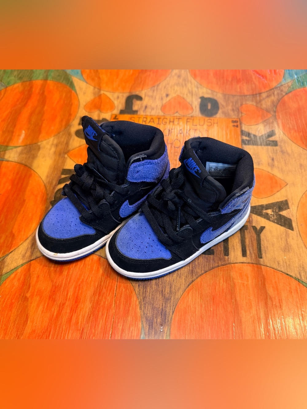Nike Unisex Kids Air Jordan 1 Sneaker US 7C Black Blue Lace Up High Top FD1413-0